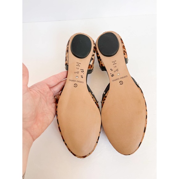 CORSO COMO Women's Brown/Black Calf Hair Leather Leopard Studded Flats size 8.5 - Picture 6 of 13